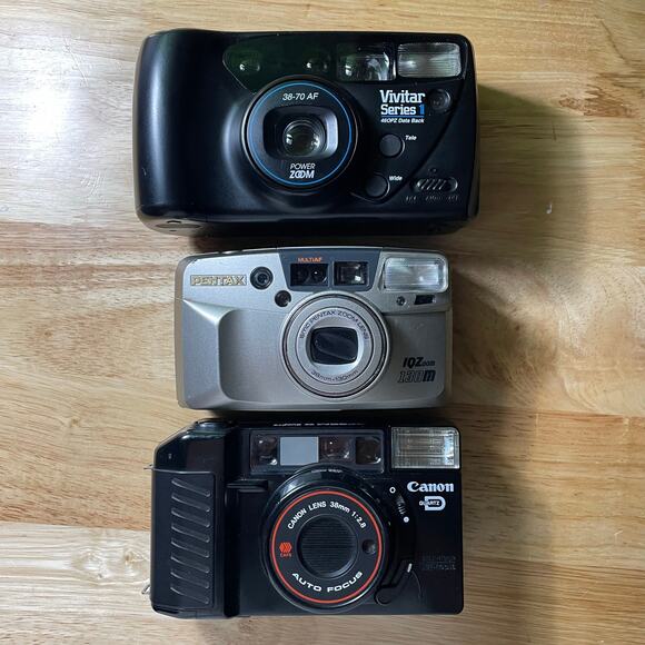 Lot of 3 Film Cameras Untested / For Parts or Repair Canon AF35M Vivitar Pentax - Picture 1 of 5
